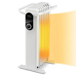 COSTWAY 1500W Ölradiator 5-35℃ Für 20m² Mit 3 Heizstufen Ölheizung Elektrisch 7 Rippen Energiesparend, Heizkörper Mobil, Überhitzungsschutz Weiß