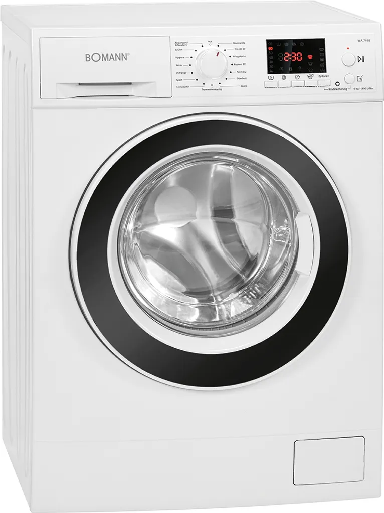 Bomann WA 7192 Waschmaschine Weiß, 9 Kg, 15 Waschprogramme, 1.400 U/min, LED-Display/Kontrollanzeigen, Frontlader – Bild 3