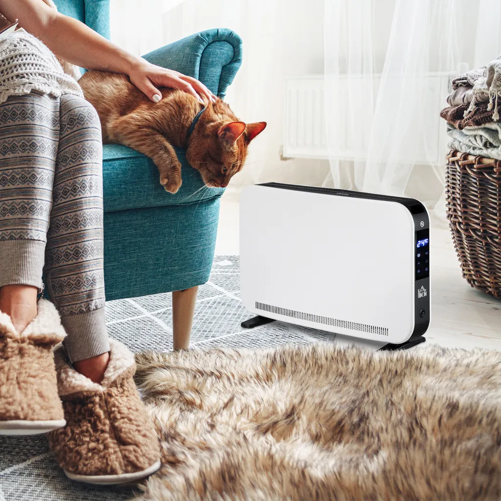 HOMCOM Heizgerät Heizlüfter 2180 W Elektroheizer LED-Licht Mit 3 Stufen Warm 24-Stunden-Timer Heizer Heizung Wärme Stahl Kunststoff Weiß 60 X 18,5 X 39,5 Cm – Bild 2