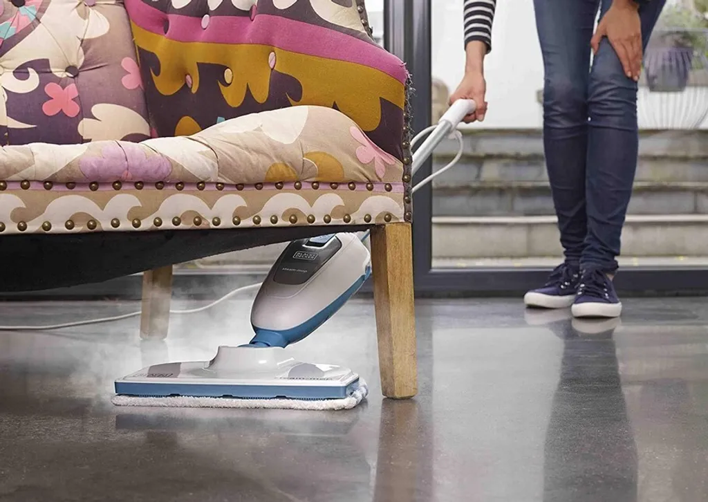 Black & Decker Black+Decker FSM13E1 Dampfbesen Steam Mop, Basic (Dampfreiniger Für Hygienische, Gründliche Sauberkeit, Abnehmbarer Stiel, Einfache Bedienbarkeit, Inkl. 1 Mikrofaser-Pad), 1300 W – Bild 3