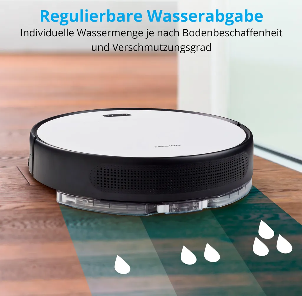 MEDION Saugroboter Mit Wischfunktion Und Intelligenter Navigation S30 SW (2.800 Pa, Alexa App Steuerung, Saugen Wischen Parallel, Regulierbare Wasserabgabe, Tierhaar Allergiker Optimiert) – Bild 5