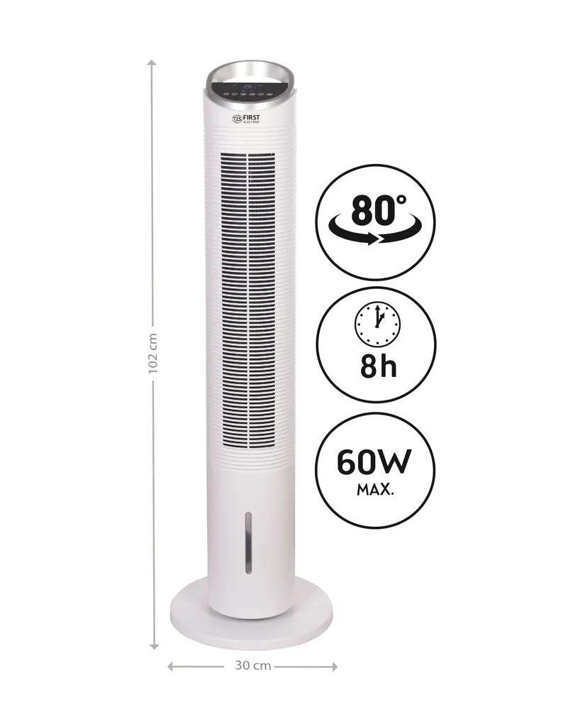 TZS First Austria FA-5560-4 Aircooler Silent Tower Lüfter Stehend - 60W - Weiß – Bild 2