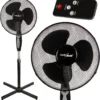 Standventilator Mit Fernbedienung 40 Watt 3 Geschwindigkeitsstufen 40cm Niedriger Oszillation Bodenventilator Windmaschine 7,5h Timer Schwarz
