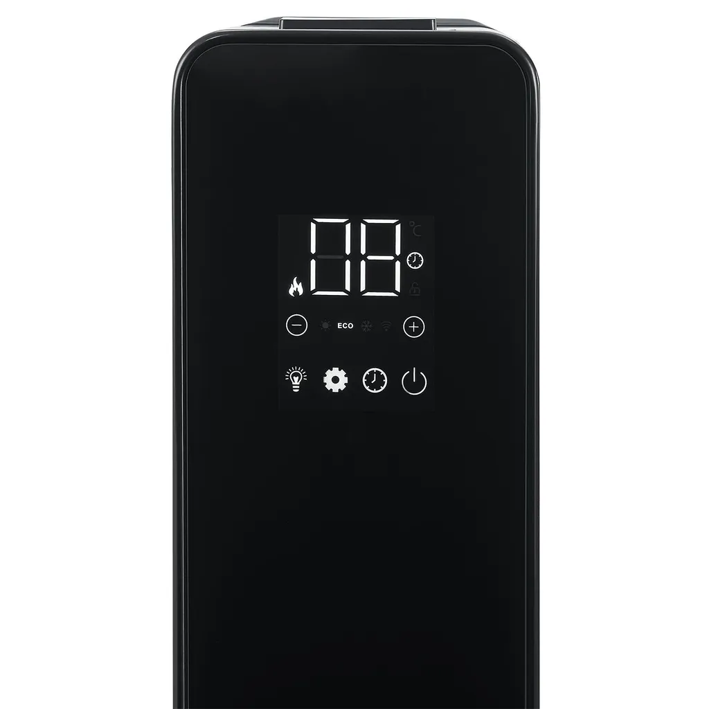 Juskys Elektroheizung Ölradiator 2500W - Wi-Fi Steuerung, Fernbedienung & Touch-Display - Energiesparender Radiator, 2 Heizstufen, 24h Timer - Schwarz – Bild 9