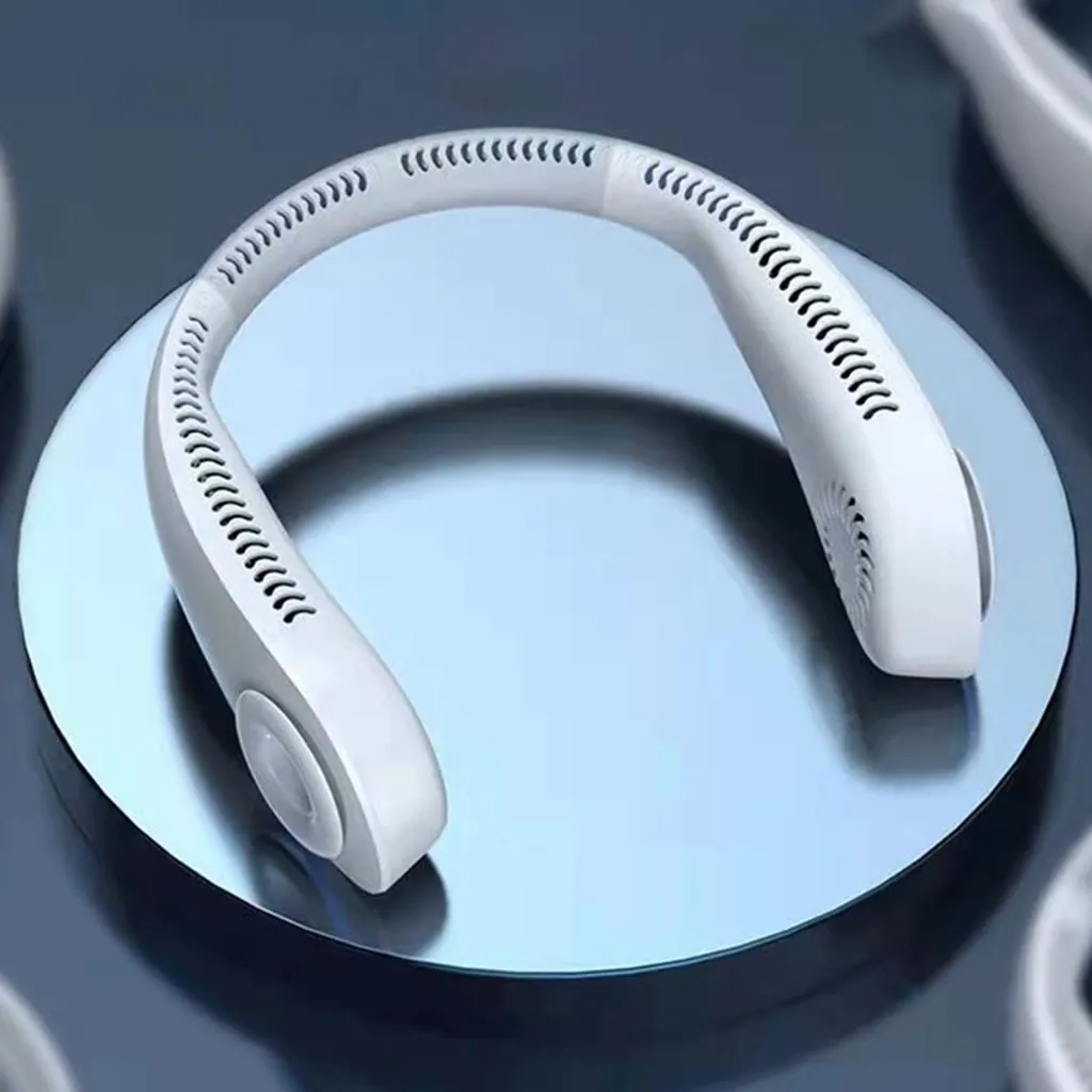 Flexibler Halsventilator, Leiser Blattloser Sportventilator, USB Drehbarer Nackenkühler Zum Aufhängen Für Outdoor Sportarten, Weiß – Bild 6