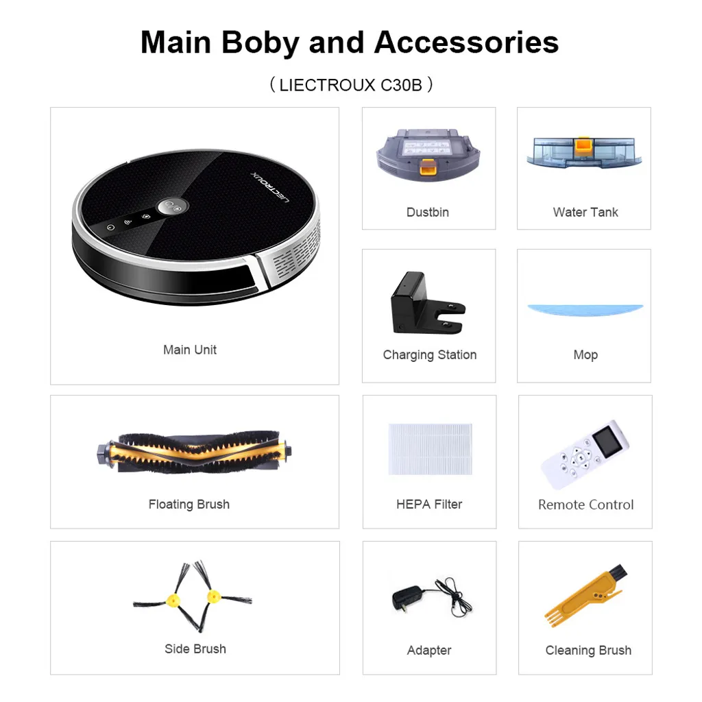 LIECTROUX C30B Automatischer Roboter-Staubsauger 5000Pa Starke Saugleistung Intelligente Dynamische Navigation APP-Fernbedienung Intelligentes Nasswischen Sprachsteuerung Kompatibel Mit Alexa Google Assistant – Bild 4