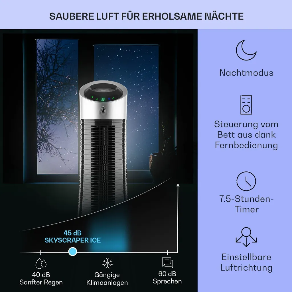 Klarstein Mobiles Klimagerät Ohne Abluftschlauch - Luftkühler Mit Wasser Ventilator Luftbefeuchter Luftreiniger Funktion - 6L Wassertank - Air Cooler Klimaanlage Mobil Mit Fernbedienung - Schwarz – Bild 4