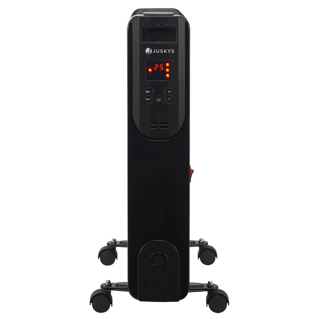Juskys Elektroheizung Ölradiator 2500 Watt - Heizung Elektrisch Mit 3 Stufen, Thermostat, 12 H-Timer & Überhitzungsschutz - Radiator Schwarz – Bild 7