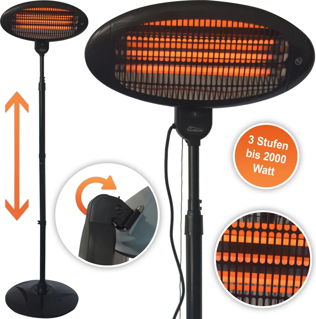 TroniTechnik Quartz-Heizstrahler Mit 3 Stufen, Verstellbarer Teleskopstange Und Kopf