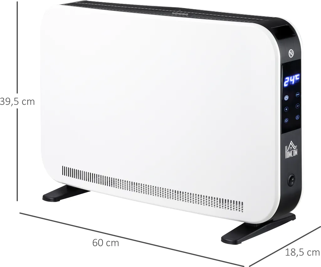 HOMCOM Heizgerät Heizlüfter 2180 W Elektroheizer LED-Licht Mit 3 Stufen Warm 24-Stunden-Timer Heizer Heizung Wärme Stahl Kunststoff Weiß 60 X 18,5 X 39,5 Cm – Bild 3