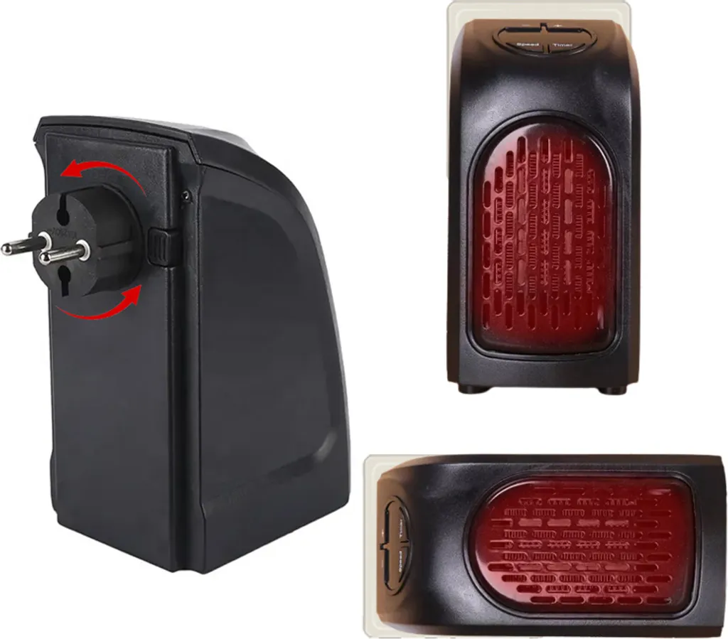 350W Steckdosen Heizlüfter Mini Heizung Elektroheizer Keramik Heizgerät Energiesparend Lufterhitzer Plug Heater Energie Sparen 220V Schwarz Retoo – Bild 11