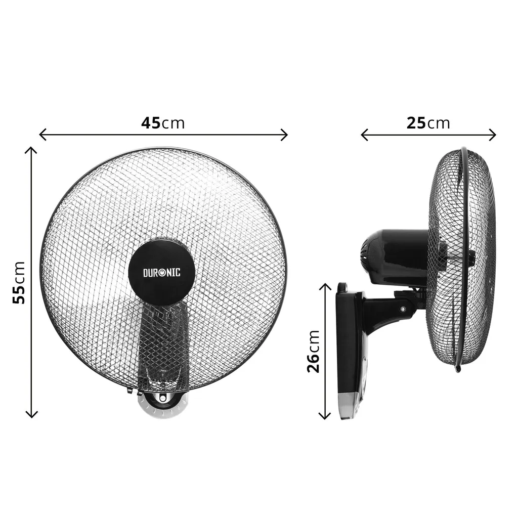 Duronic FN55 Wandventilator 60W - Durchmesser: 40 Cm Timer Und Fernbedienung 3 Geschwindigkeiten - Kompakter Und Leiser Ventilator Für Zuhause Und Büro – Bild 2