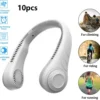 Tragbarer Mini Fan Nackenbügel Klingenloser Hängender Halsventilator Lazy Neck Hanging Cooler USB Wiederaufladbar USB, Weiß