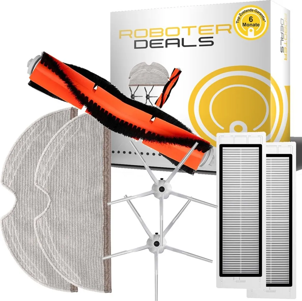 Zubehör Set Für Roborock S5, S50, S55 S5 MAX (1x Hauptbürste, 2x Seitenbürste 5-armig, 2x Filter, 2x Pad)
