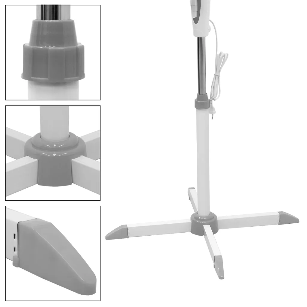 ECD Germany Standventilator 45W, Ø 40cm, Weiß/Grau - Leise, 3 Geschwindigkeitsstufen - Standfuß Höhenverstellbar 102-120 Cm - 90° Oszillazion 30° Neigbar - Ventilator Standlüfter Luftkühler Bödenventilator – Bild 3
