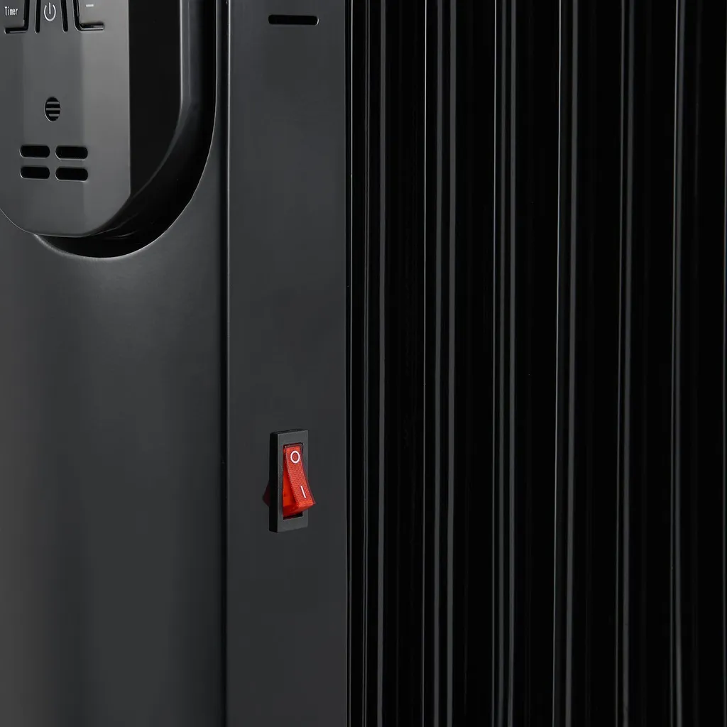 Juskys Elektroheizung Ölradiator 2500 Watt - Heizung Elektrisch Mit 3 Stufen, Thermostat, 12 H-Timer & Überhitzungsschutz - Radiator Schwarz – Bild 14