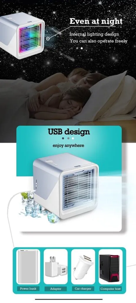 Cool Air Mobiles Klimagerät Verdunstungskühler LED Mini Air Cooler Klimaanlage Klimagerät Luftkühler Befeuchter Ventilator – Bild 5