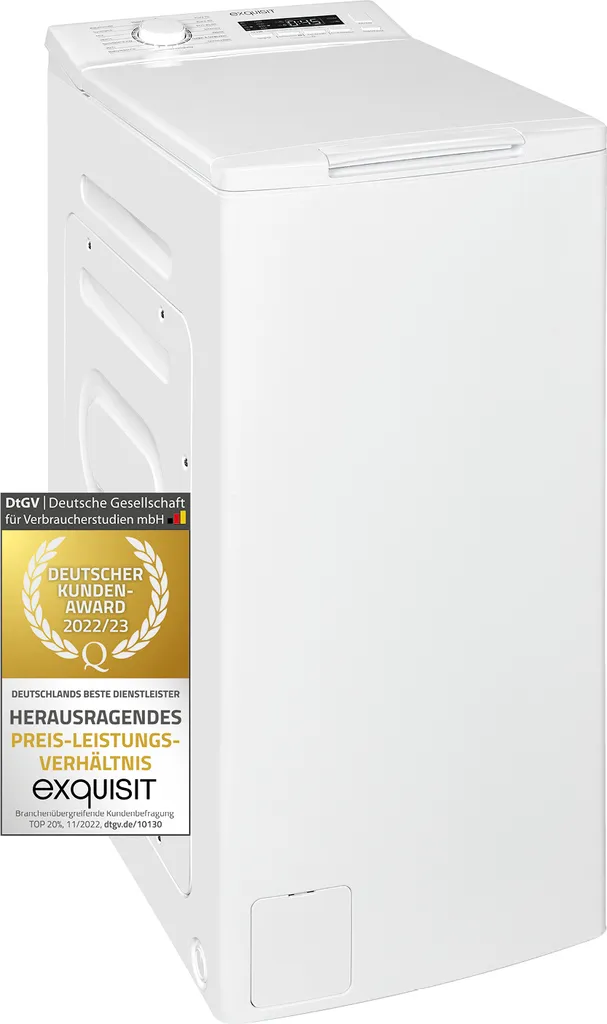 Exquisit Toplader Waschmaschine LTO1207-030C Weiss | 7,5 Kg Fassungsvermögen | Weiß