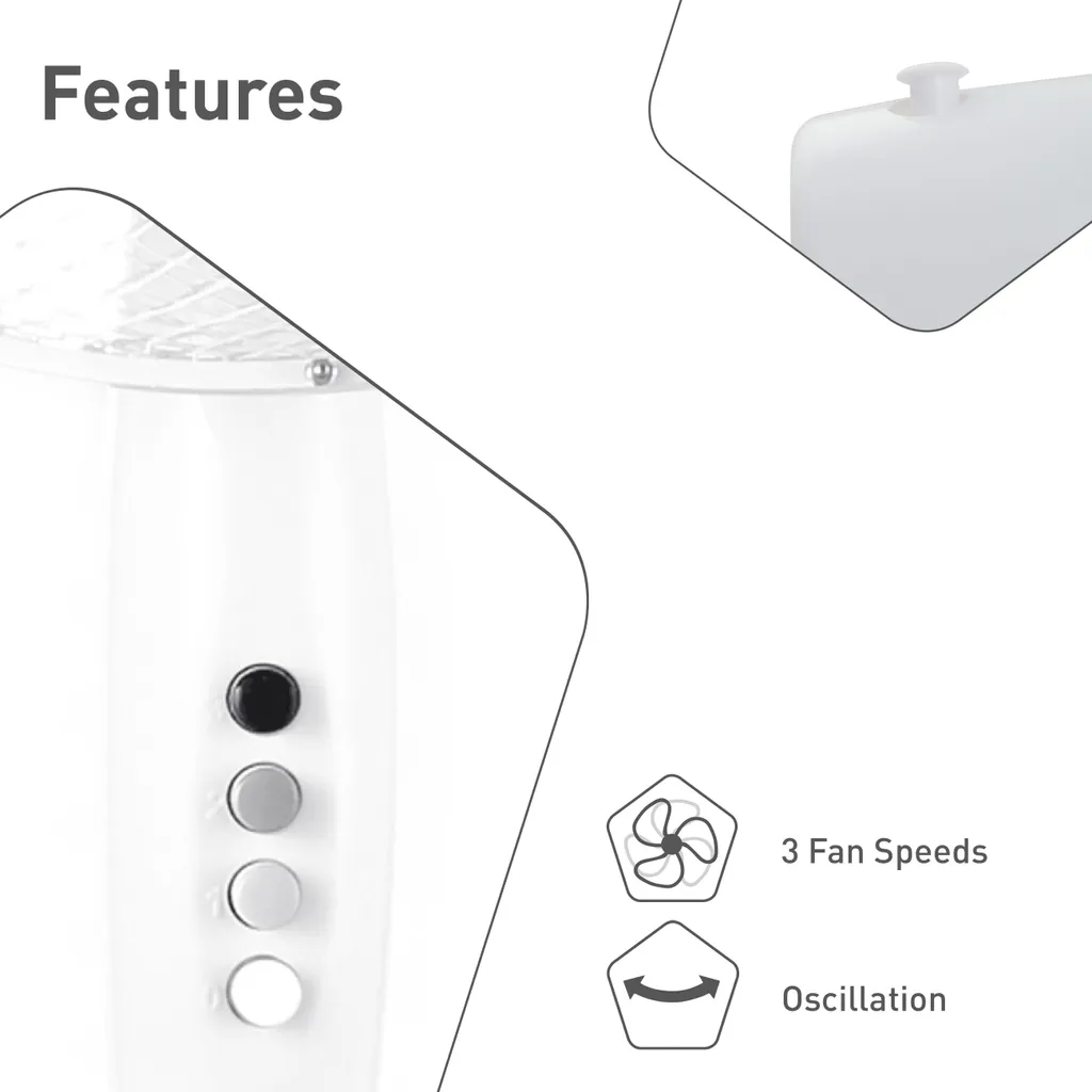 SUNTEC Ventilator Leise | Stand Standventilator CoolBreeze 4000 | Leise 40 Cm Durchmesser, 50 Watt | Fan Windmaschine Weiss | Für Bett, Schlafzimmer, Büro, Wohnung, Terrasse – Bild 4