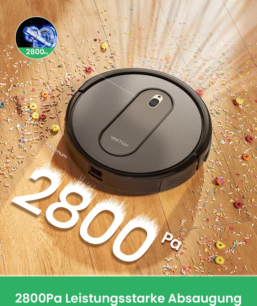 Vactidy Nimbel T6 Saugroboter,Staubsauger Roboter Mit Alexa&Google Assistant&App Steuerung,Roboterstaubsauger Für Teppichen Und Hartböden – Bild 2