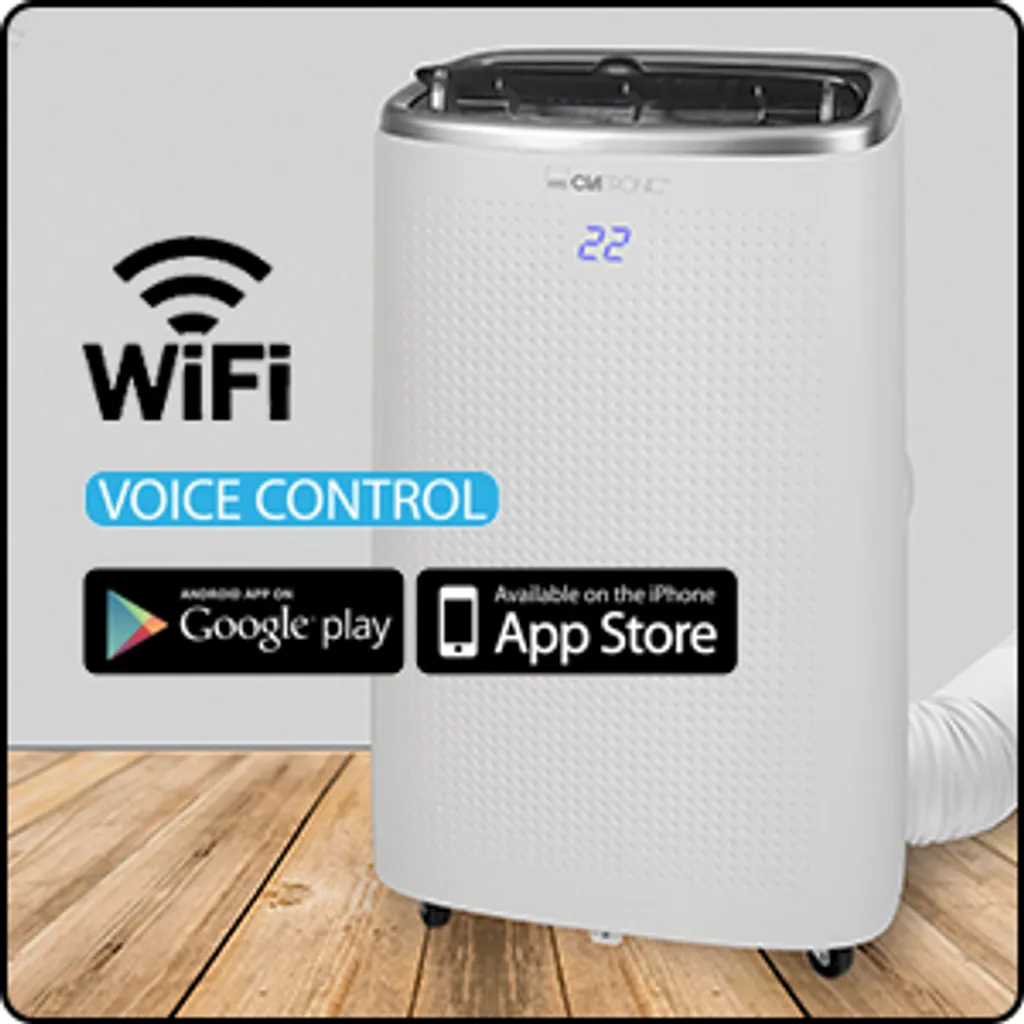 Clatronic Mobile Klimaanlage/Klimagerät (smart Home) CL 3750; Amazon Alexa & Google Assistant; 12.000 BTU/h 3in1 Kühlen, Mit Abluftschlauch; Fernbedienung; Weiß – Bild 9