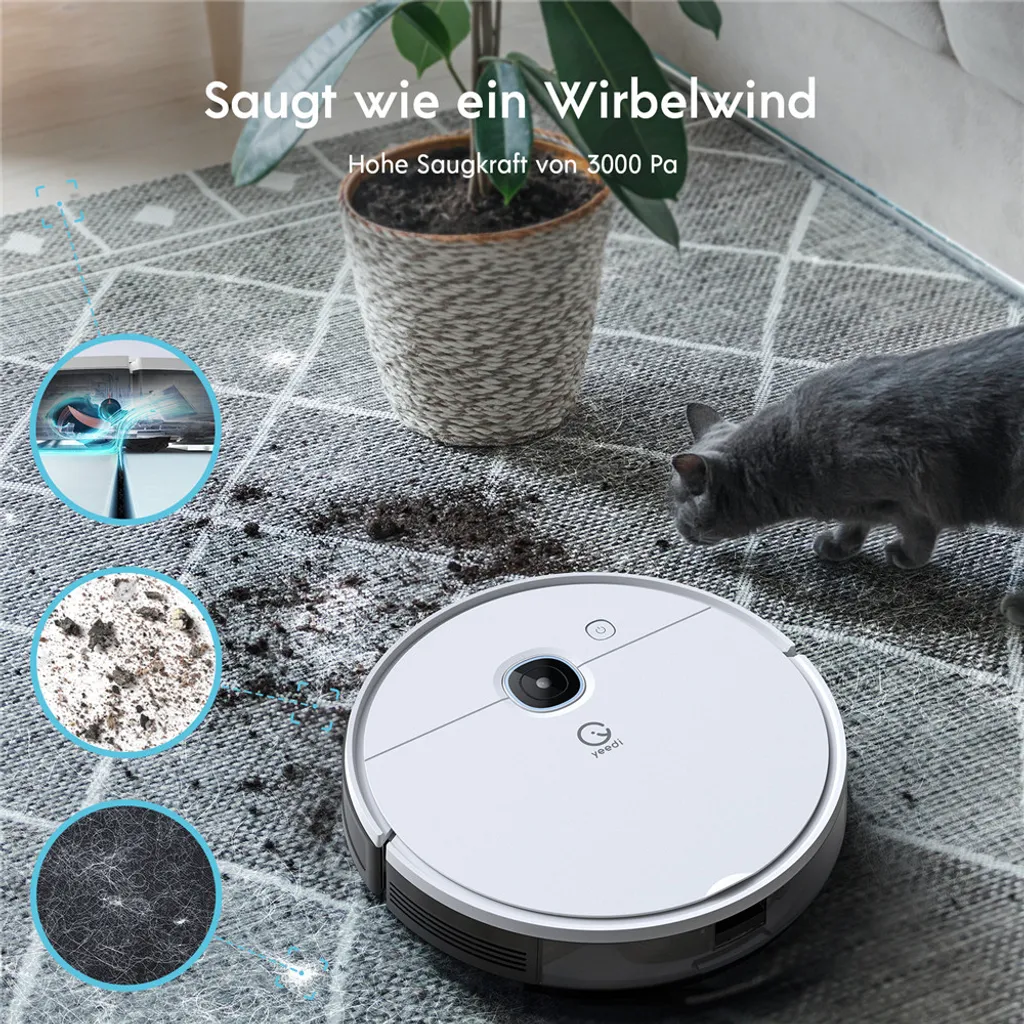 Yeedi Vac Max Saugroboter Mit Wischfunktion 3000Pa Teppicherkennung Staubsauger Roboter – Bild 3