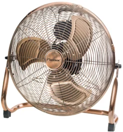 Bestron Bodenventilator Im Retro-Stil, Windmaschine Mit 3 Geschwindigkeitsstufen & Stufenlos Neigbarem Ventilatorkopf, Höhe: 47 Cm, Ø 45 Cm, 100 W, Farbe: Kupfer