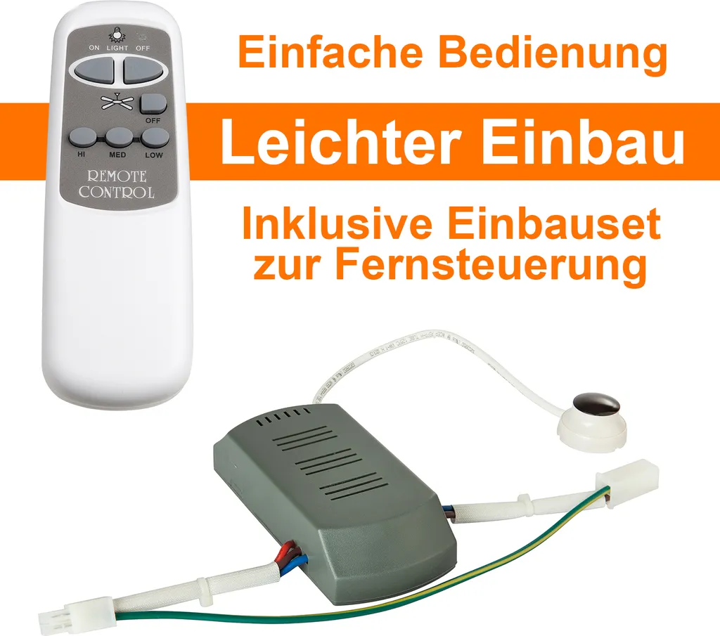 Deckenventilator Mit Fernbedienung Und Licht Ventilator Lampe Holz Optik 106 Cm – Bild 7