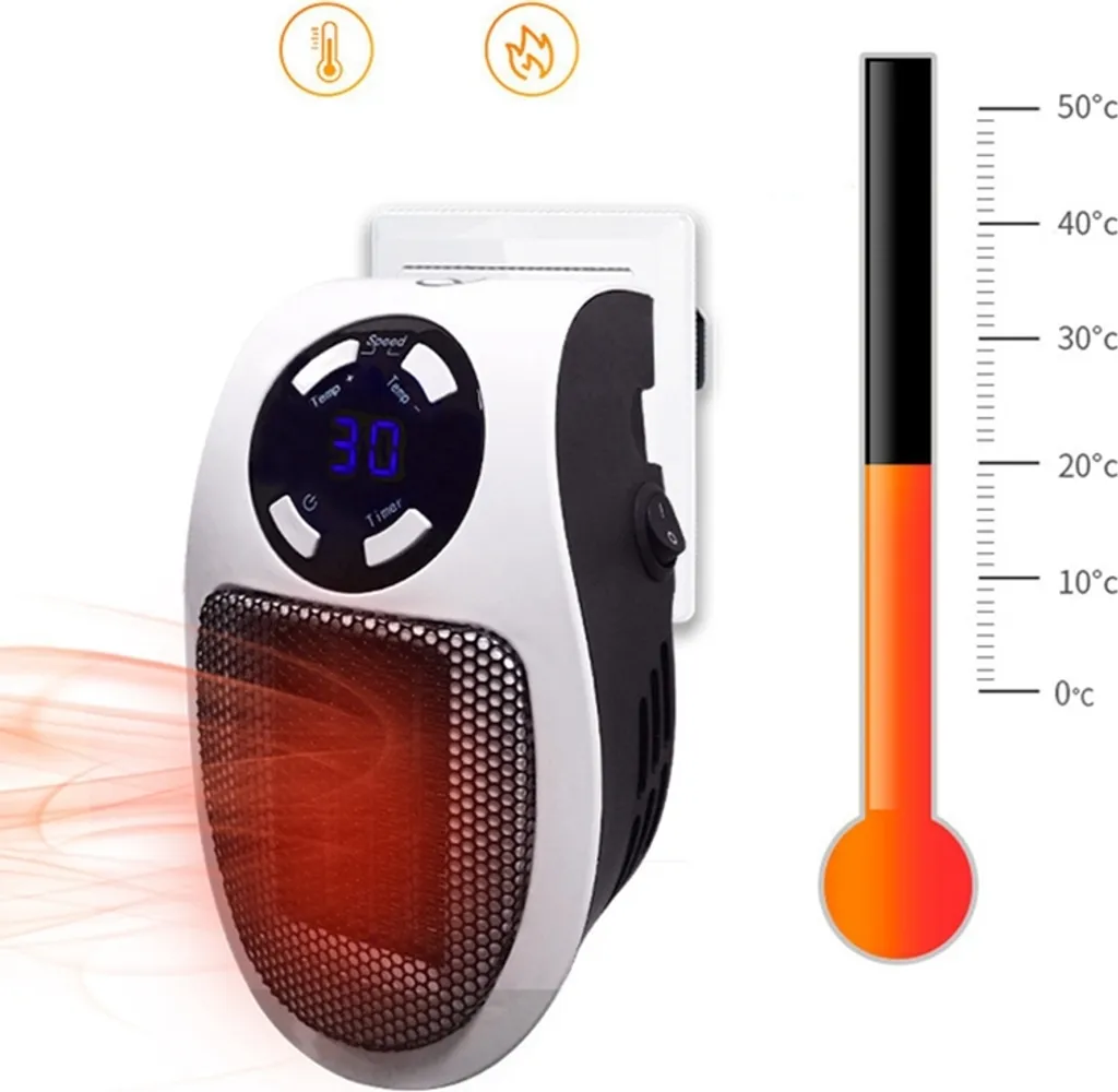 2er 500W 220V Steckdosen Heizlüfter Mini Heizung | Elektroheizer | Heizgerät Elektroheizer Plug In Heater Heizgerät Energie Sparen Mit Fernbedienung – Bild 7