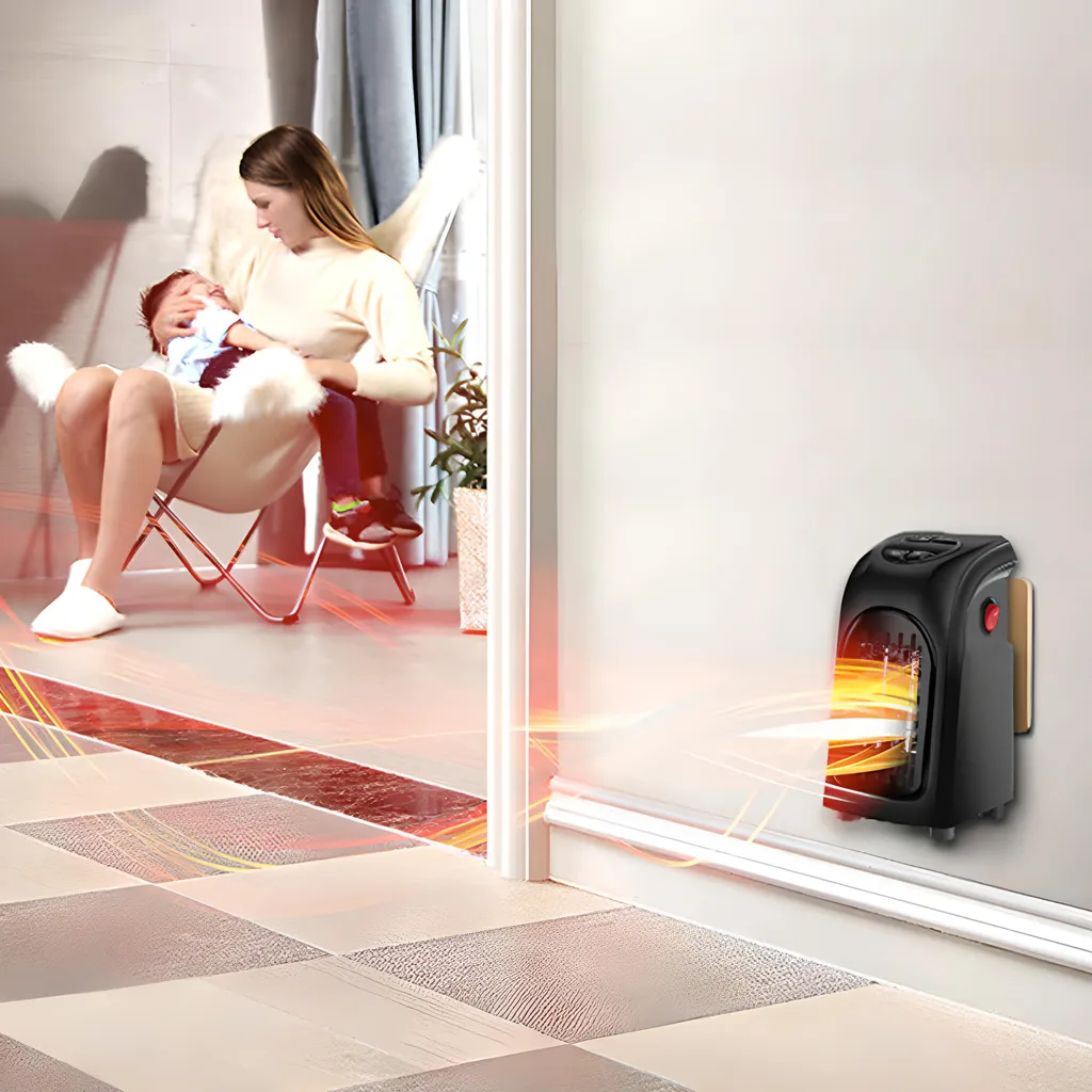 350W Steckdosen Heizlüfter Mini Heizung Elektroheizer Keramik Heizgerät Energiesparend Lufterhitzer Plug Heater Energie Sparen 220V Schwarz Retoo – Bild 8
