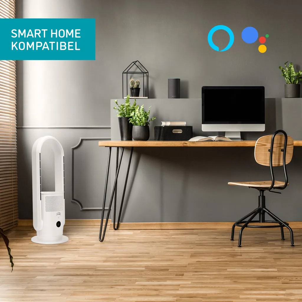 Djive ARC Heater 3in1 Rotorloser Heizlüfter, Ventilator & Luftreiniger, HEPA 14 Filter & UVC Gegen 99,995% Der Viren, Staub & Pollen, App Steuerung, Alexa, Google Home, Mit Heizfunktion, Schlafzimmer, Clean White – Bild 6