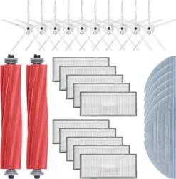 Haltbarer Staubsauger-Ersatz Für Roborock S7-Reiniger-Ersatzteile (2 Walzenbürsten + 10 Seitenbürsten + 10 Filter + 6 Lappen)