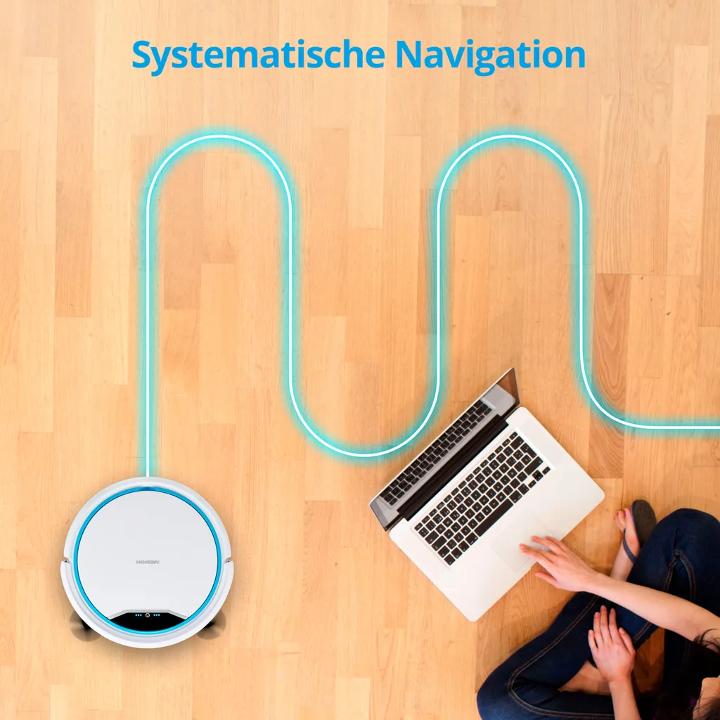 MEDION Roboterstaubsauger Mit Ladestation MD19900 (intelligente Navigation, Roboterstaubsauger Für Hartböden Fliesen Laminat, Optimierte Tierhaare, Fernbedienung, Bis Zu 90 Minuten, Automatische Rückkehr Zur Station) – Bild 3
