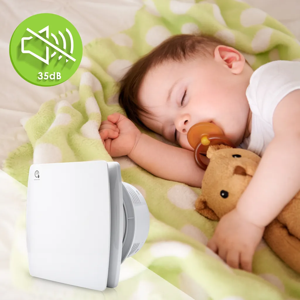 EINFEBEN Badlüfter 150mm Mit Feuchtigkeitssensor Und Einstellbarer Nachlaufzeit, Wandlüfter Mit Rückflussleitblech Und Timing-Funktion, Ventilator Lüfter Für Bad WC Küche Wandventilator Badezimmer – Bild 5