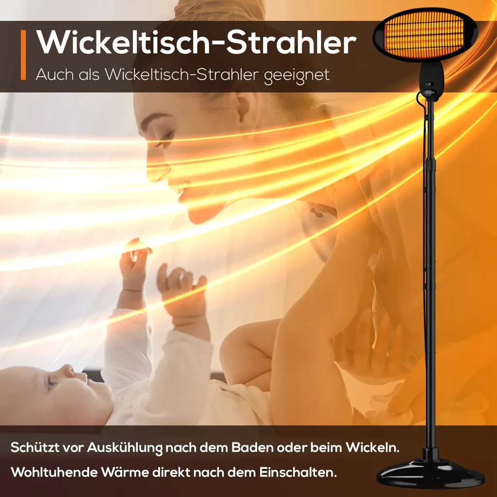 TroniTechnik Quartz-Heizstrahler Mit 3 Stufen, Verstellbarer Teleskopstange Und Kopf – Bild 14