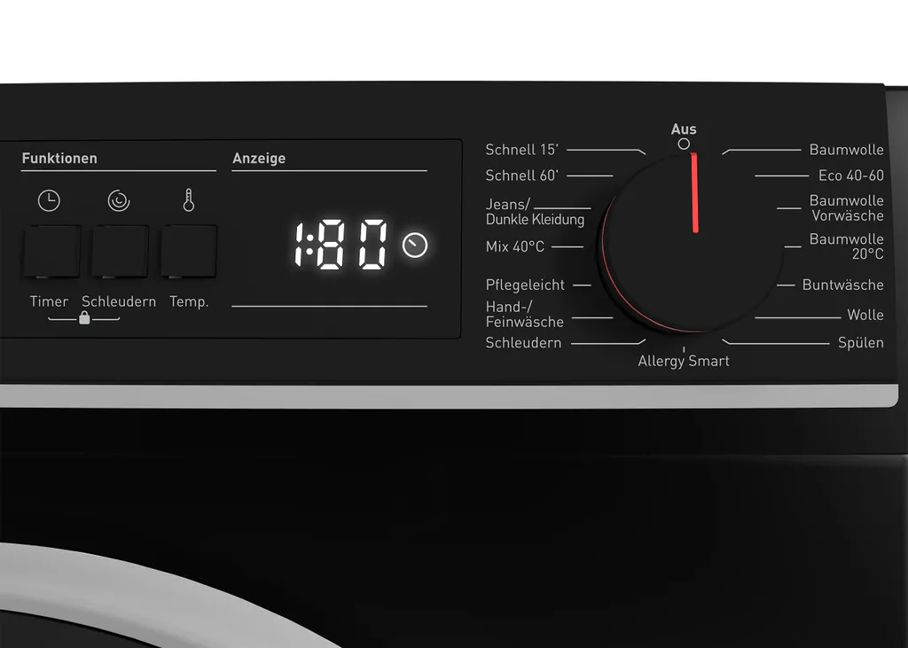 Sharp ES-W814IAB1-DE Waschmaschine (8 Kg / 1400 U/Min) Mit LED Display, Inverter Motor, Überlaufschutz Und AquaStop (schwarz) – Bild 5