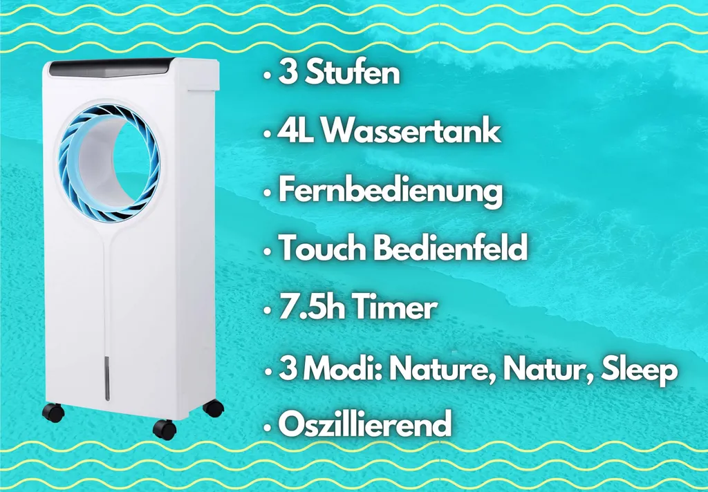 Echos Aircooler 4 L Wassertank | Fernbedienung | 3 Modi – Bild 2