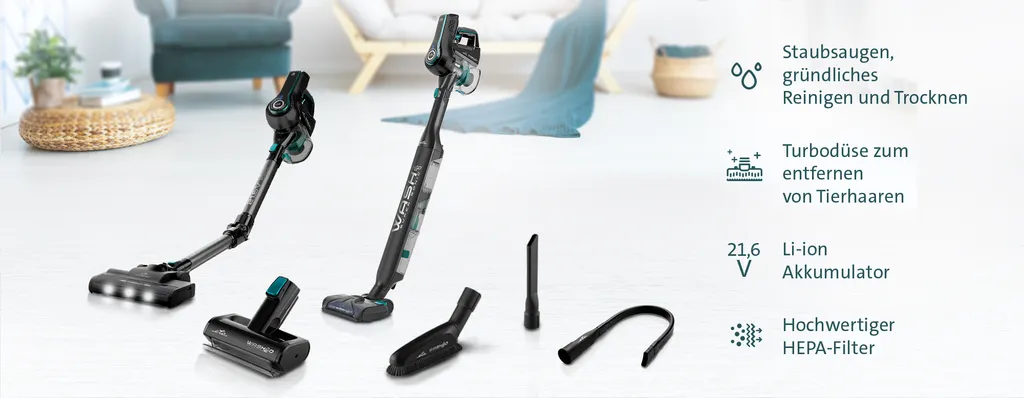 ETA SUPERSONIC WASH ETA523190000 Multifunktionaler Handstaubsauger, 135 W, 21,6 V Li-Ion-Akku, Digitalmotor, LED-Beleuchtung, HEPA-Filter, Saugt, Reinigt Tief, Trocknet, Wischt – Bild 4