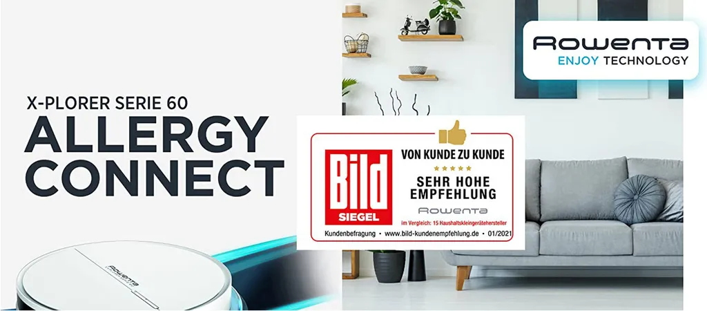 Rowenta RR7447 Xplorer S60 Allergy Connect Nass-Trocken-Saugroboter Weiß 65 DB – Bild 15
