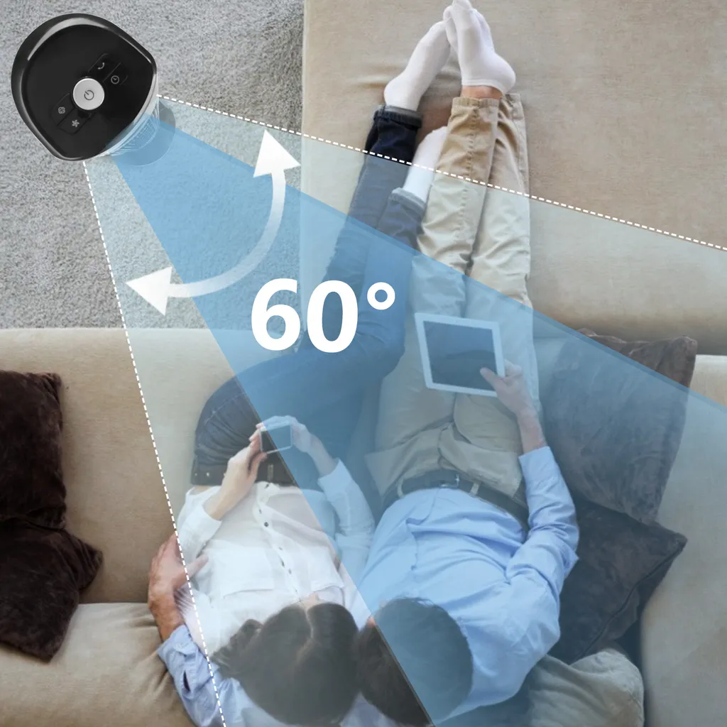 Aigostar Turmventilator, Leise Mit Fernbedienung, 35W, 60° Oszillierend, 3 Geschwindigkeitsstufen, 7 Stunden Timer, Säulenventilator Mit Speicher Funktion, 103cm Standventilator Tower Fan, Schwarz – Bild 5