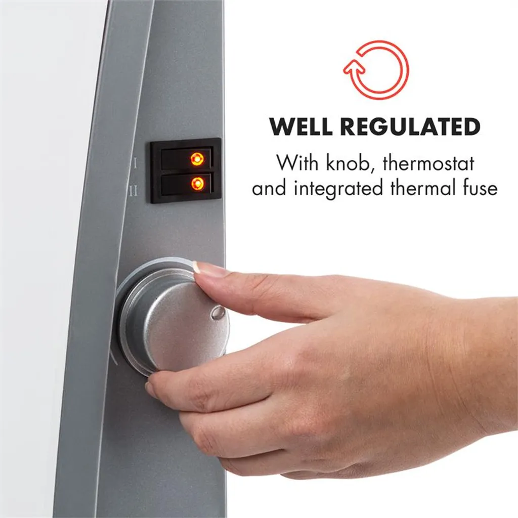 Gotland Konvektorheizung 600/900/1500W Glasfront Standgerät Weiß – Bild 3