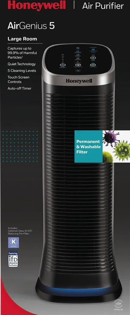 HONEYWELL AirGenius 5 Luftreiniger Schwarz (58 Watt, Raumgröße: 112 M3, IfD) – Bild 7