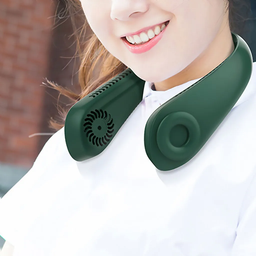 Flexibler Halsventilator, Leiser Blattloser Sportventilator, USB Drehbarer Nackenkühler Zum Aufhängen Für Outdoor Sportarten, Weiß – Bild 5