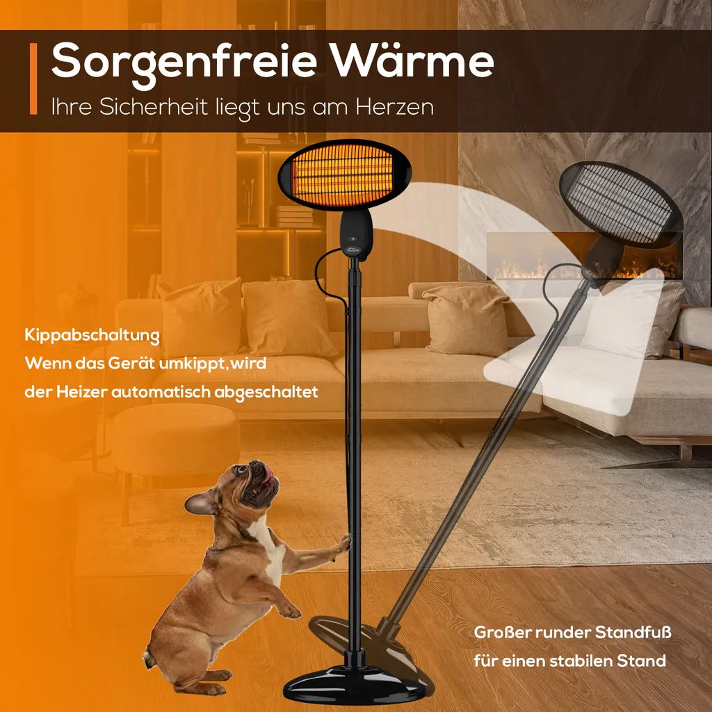TroniTechnik Quartz-Heizstrahler Mit 3 Stufen, Verstellbarer Teleskopstange Und Kopf – Bild 11