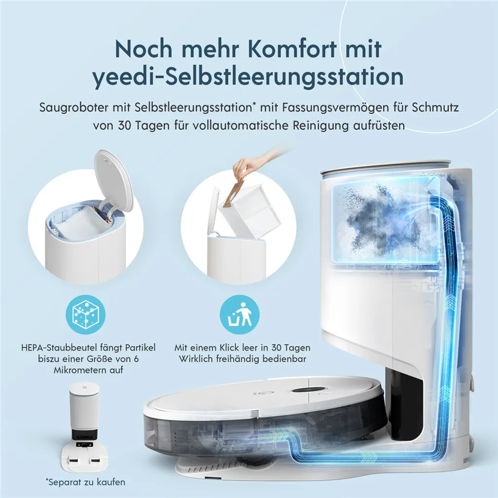Yeedi Vac Max Saugroboter Mit Wischfunktion 3000Pa Teppicherkennung Staubsauger Roboter – Bild 8