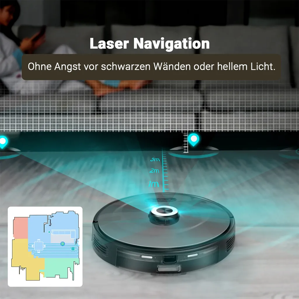 ROBBY PRO | Saug Und Wischroboter | 2700 - 4000PA | Selbstentleerend | Schwarz | Staub Sauger Kehr Cleaner – Bild 4