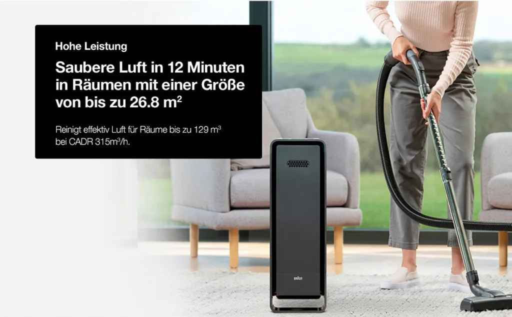 BRAUN Luftreiniger BFD104BE2 SCAN & CLEAN Raumgröße: 129 M² Dreifachfiltrierungssystem Schwarz – Bild 11