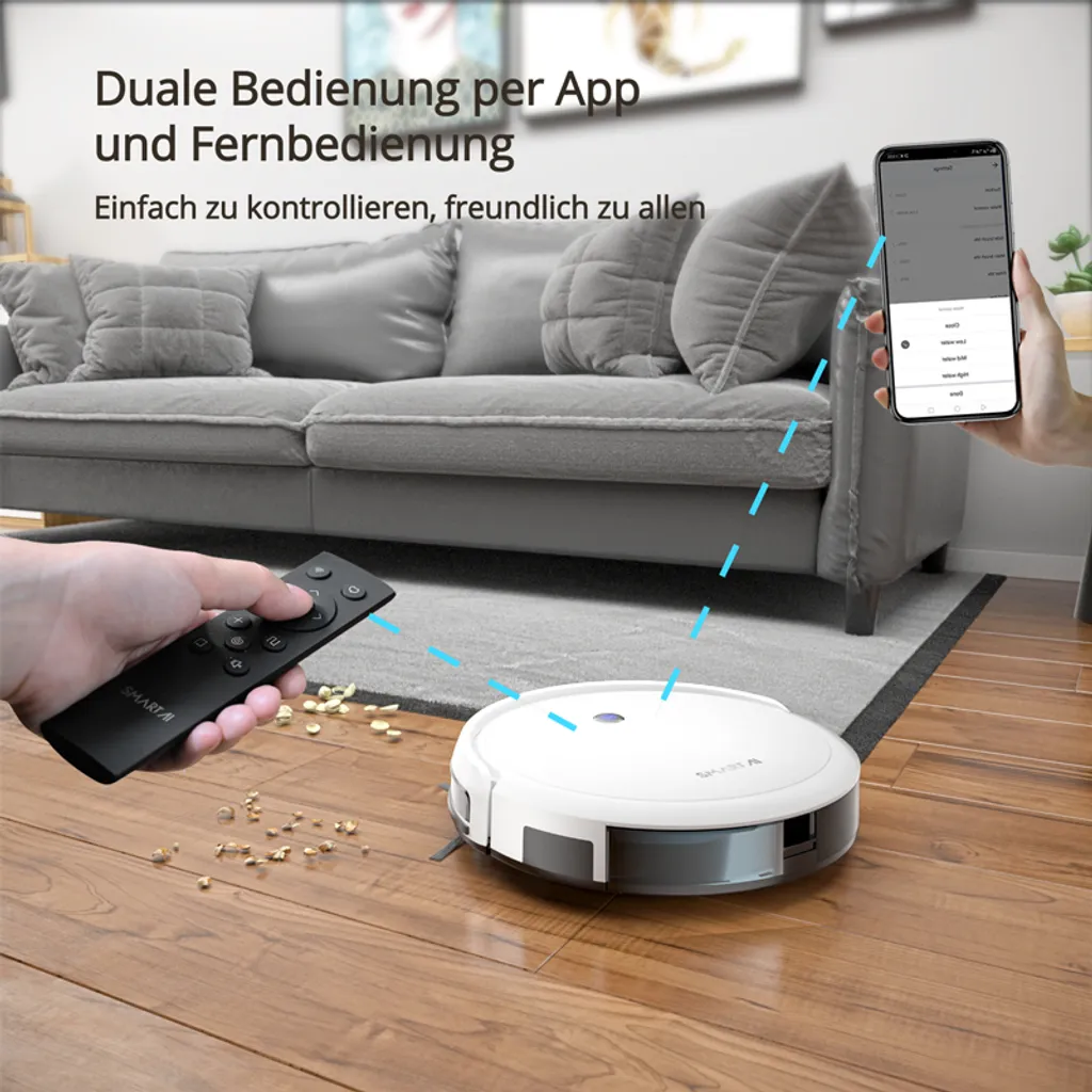 SmartAI Saugroboter Staubsauger Roboter APP Fernbedienung 2600Pa Staubsauger Weiß – Bild 5