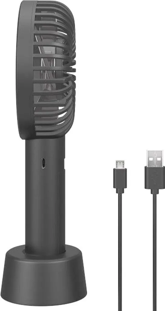 Goobay Tragbarer Handventilator Mit Standfuß - Geräuschlos, Wiederaufladbar - Mit Akku (2000mAh) Und Ladekabel, Schwarz – Bild 8