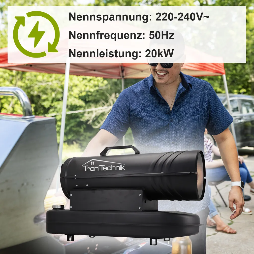 TroniTechnik TT-HK-241 Heizkanone Dieselkanone Heizlüfter 20kW Mit Tragegriff – Bild 3